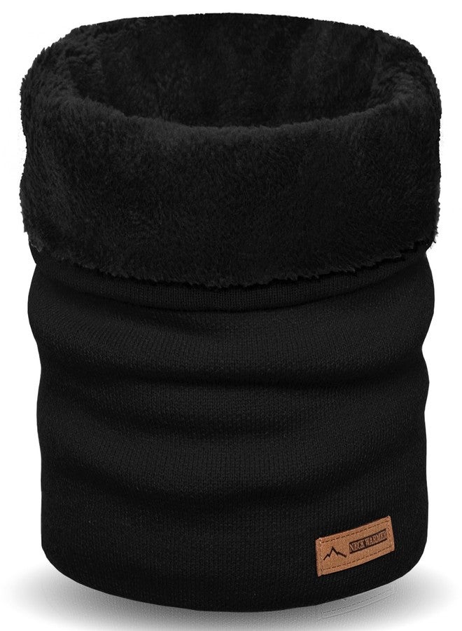 Mottico Neck Warmer Gaiter for Men Women,Winter Soft Thick Warm Fleece Lined Face Ski Mask Scarf Cold Weather Running (Black) - Image 1